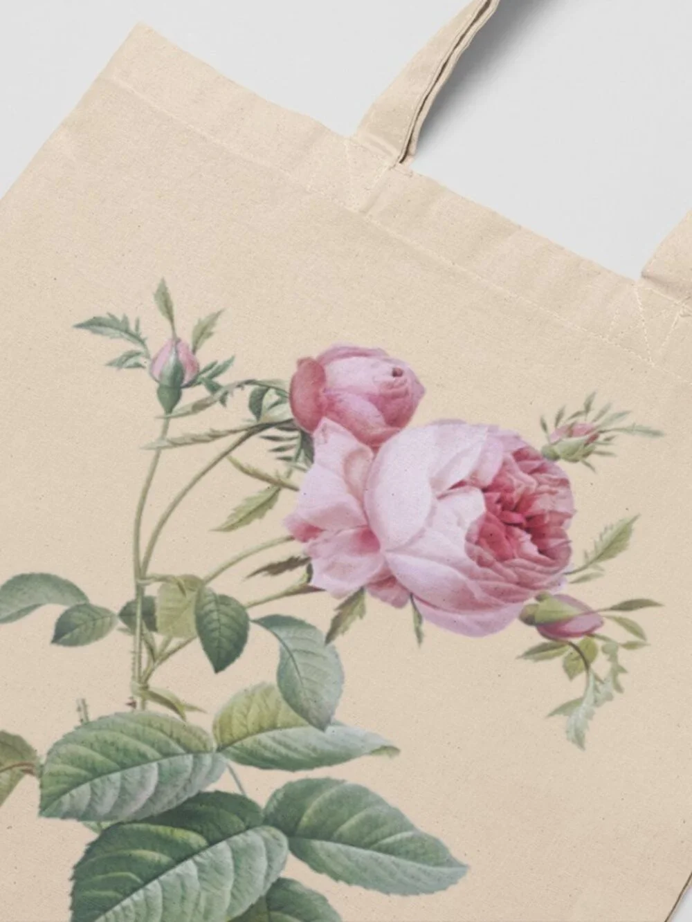 Rose De Mai Vintage Floral Print Graphic Canvas Tote Bag